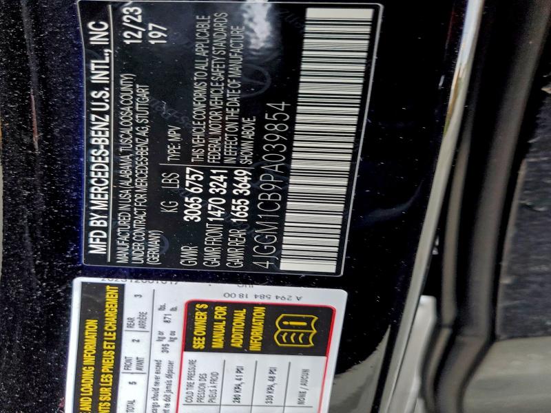 MERCEDES-BENZ EQE SUV 35 2023 VIN 4JGGM1CB9PA039854