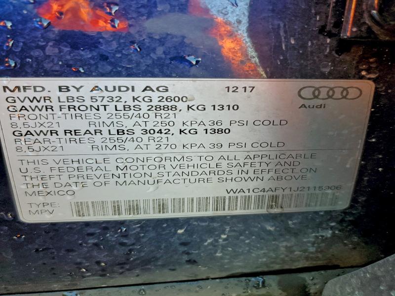 AUDI SQ5 2018 VIN WA1C4AFY1J2115906
