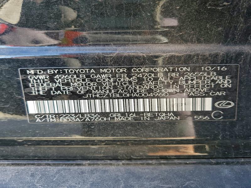 LEXUS GS350 2017 VIN JTHCZ1BL0HA004960