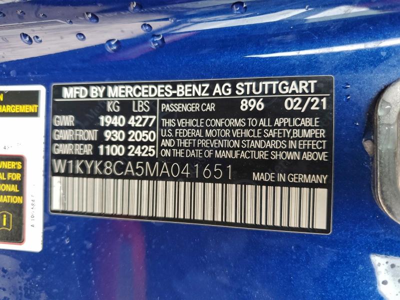 MERCEDES-BENZ GT-CLASS 2021 VIN W1KYK8CA5MA041651