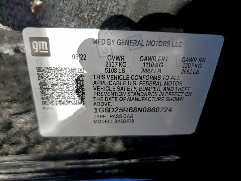 CADILLAC CT5-V BLAC 2022 VIN 1G6D25R68N0860724