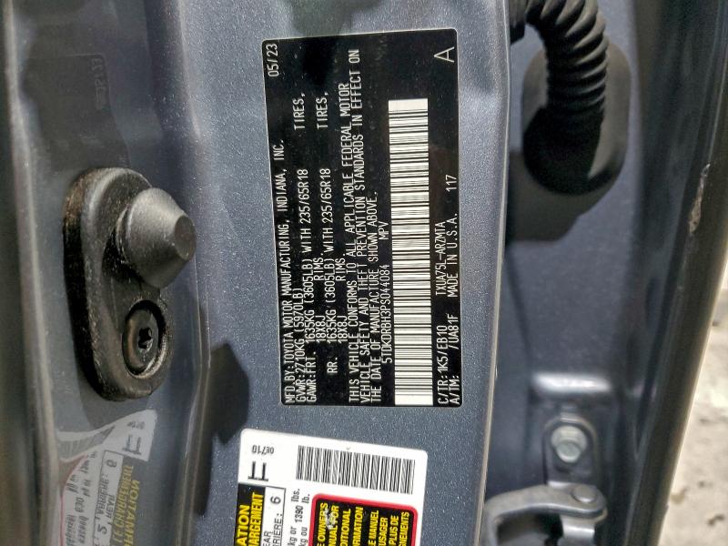 TOYOTA HIGHLANDER 2023 VIN 5TDKDRBH3PS044084