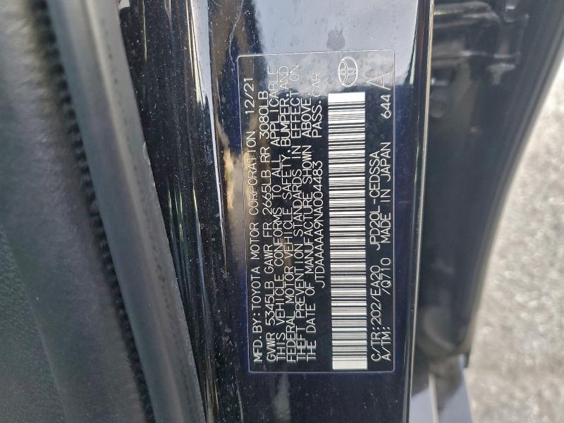 TOYOTA MIRAI LE 2022 VIN JTDAAAAA9NA004483