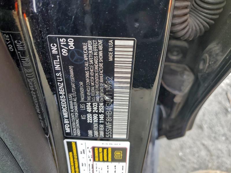 MERCEDES-BENZ C-CLASS 2016 VIN 55SWF8HB4GU111982