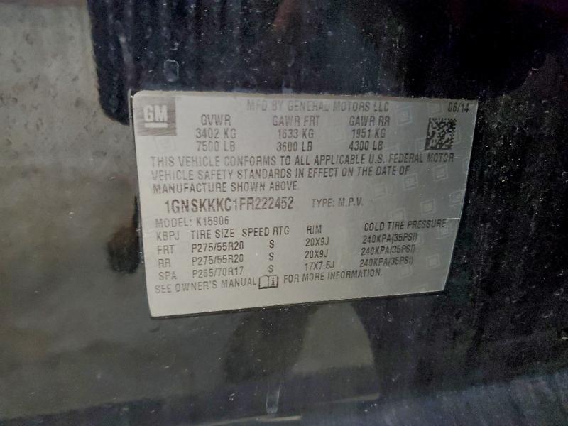 CHEVROLET SUBURBAN 2015 VIN 1GNSKKKC1FR222452