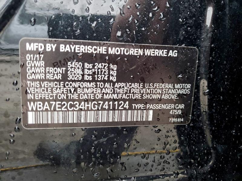 BMW 7 SERIES 2017 VIN WBA7E2C34HG741124