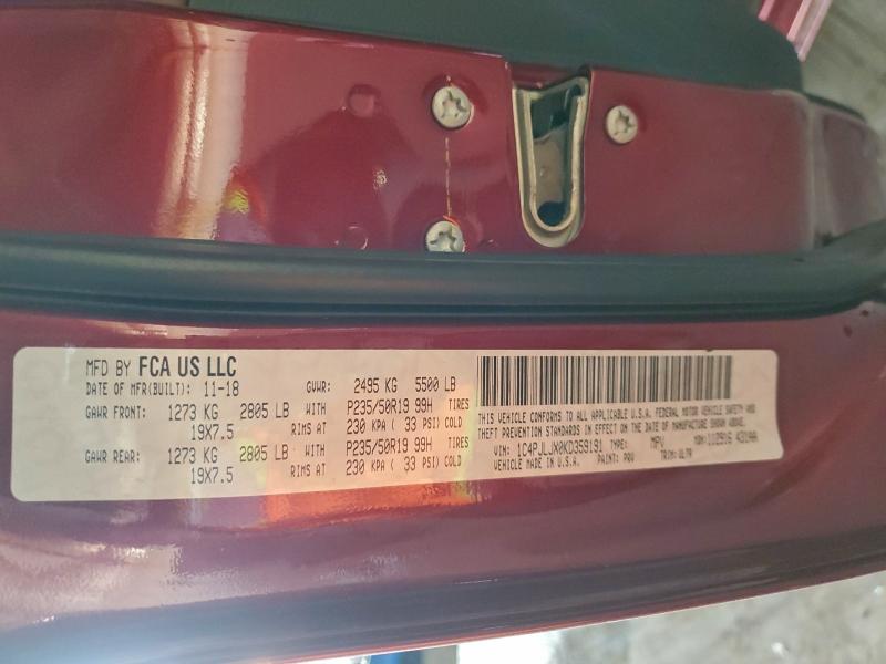 JEEP CHEROKEE 2019 VIN 1C4PJLJX0KD359191