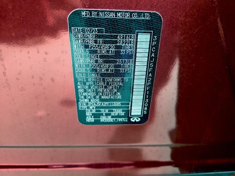 INFINITI QX50 SPORT 2023 VIN 3PCAJ5FA2PF113085