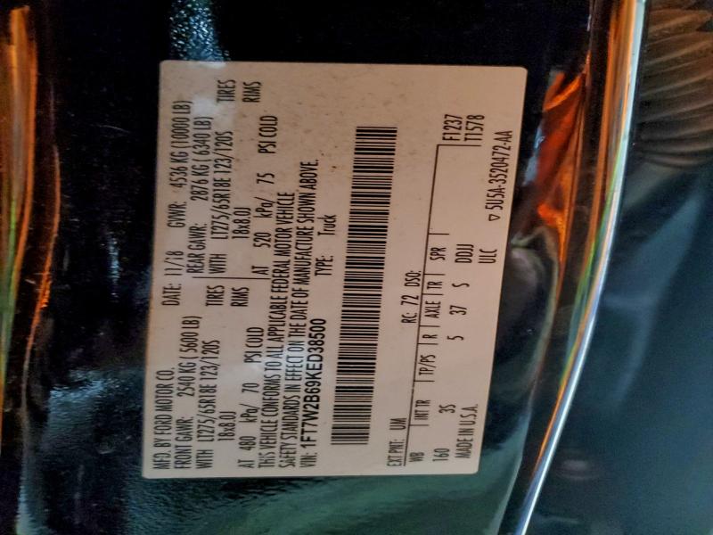 FORD F250 2019 VIN 1FT7W2B69KED38500