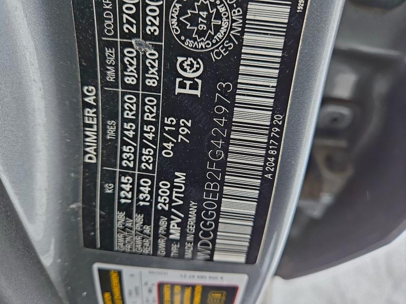 MERCEDES-BENZ GLK-CLASS 2015 VIN WDCGG0EB2FG424973