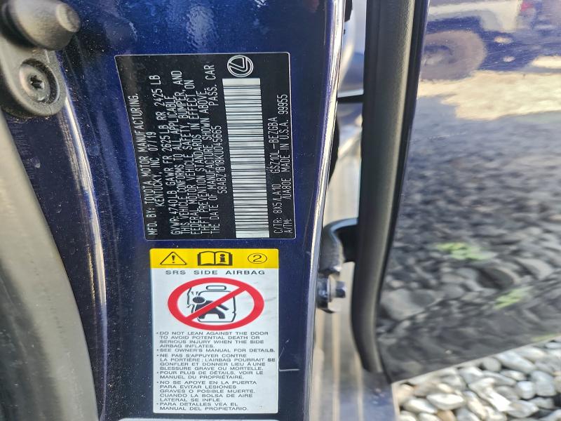 LEXUS ES350 2019 VIN 58ABZ1B18KU045665