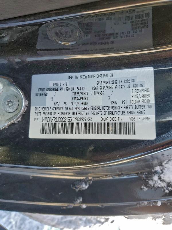 MAZDA MX5 2018 VIN JM1NDAM78J0202156