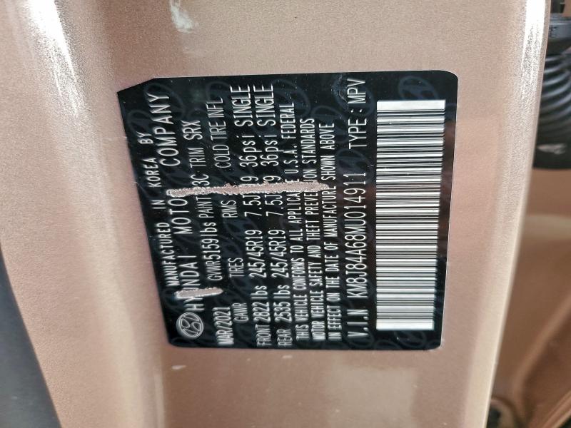 HYUNDAI NEXO 2021 VIN KM8J84A68MU014911