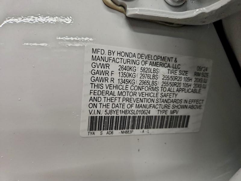 ACURA MDX 2025 VIN 5J8YE1H8XSL010624