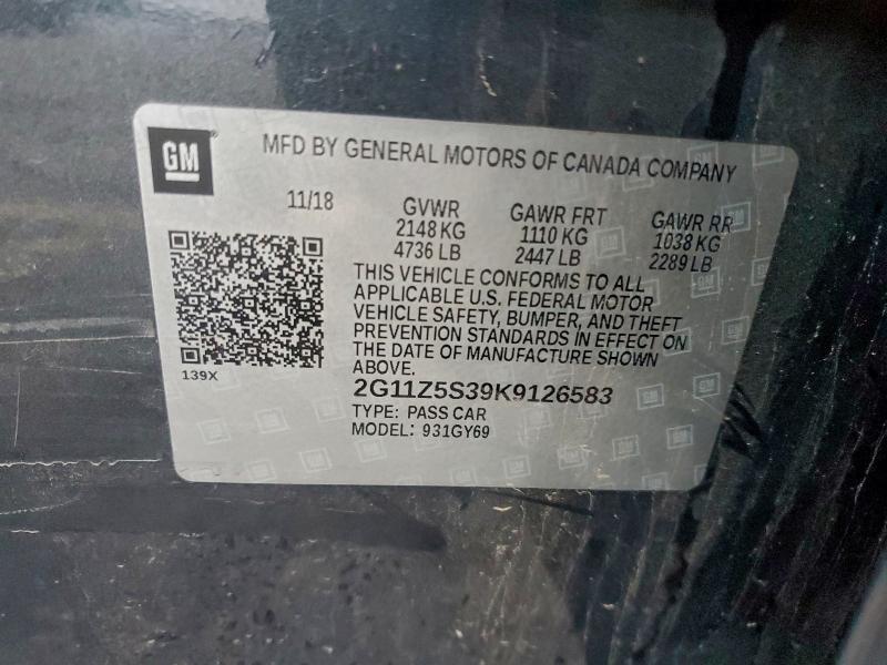 CHEVROLET IMPALA 2019 VIN 2G11Z5S39K9126583