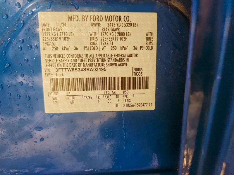 FORD MAVERICK L 2025 VIN 3FTTW8S34SRA03195