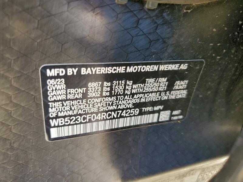 BMW IX XDRIVE5 2024 VIN WB523CF04RCN74259