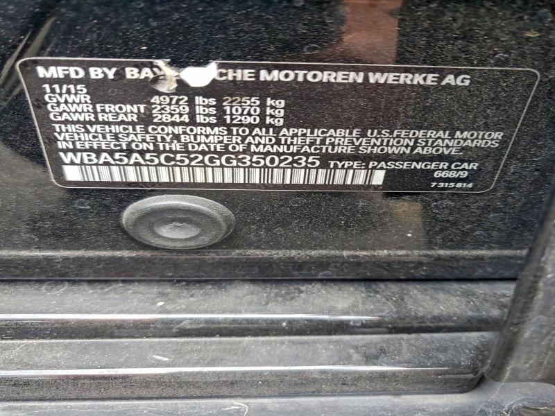 BMW 5 SERIES 2016 VIN WBA5A5C52GG350235
