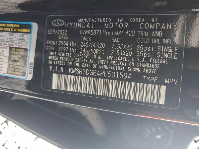 HYUNDAI PALISADE X 2023 VIN KM8R3DGE4PU531594