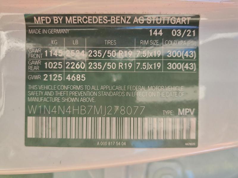 MERCEDES-BENZ GLA-CLASS 2021 VIN W1N4N4HB7MJ278077