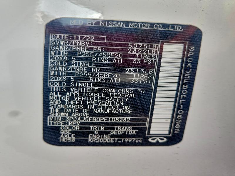 INFINITI QX50 SPORT 2023 VIN 3PCAJ5FB0PF108282