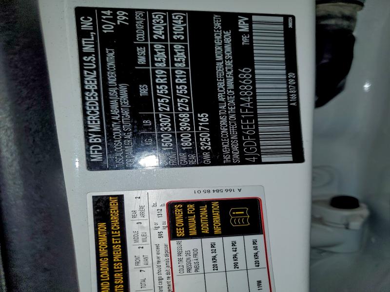 MERCEDES-BENZ GL-CLASS 2015 VIN 4JGDF6EE1FA488686