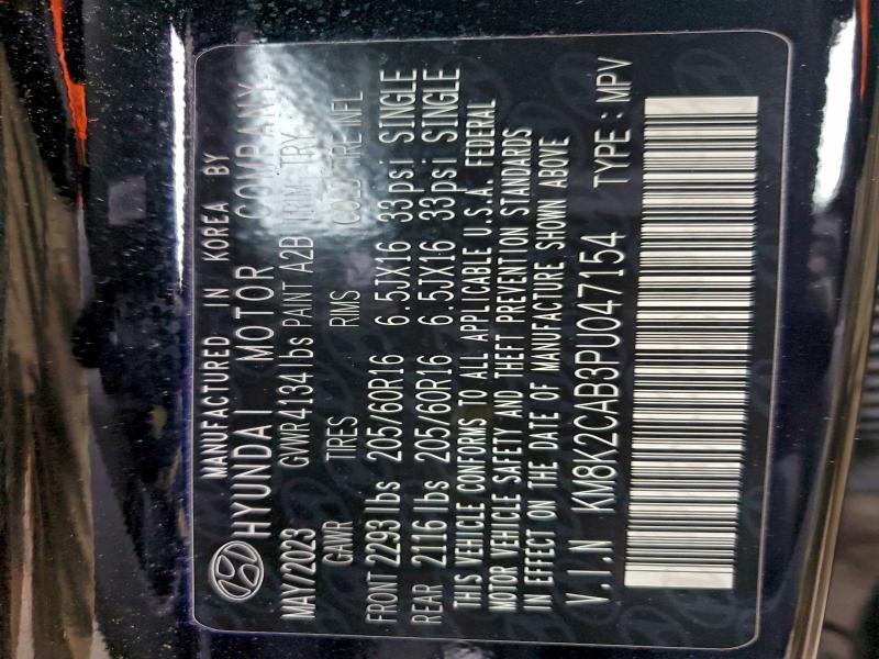 HYUNDAI KONA 2023 VIN KM8K2CAB3PU047154