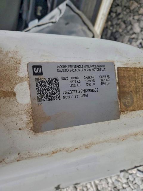 GMC SAVANA 2022 VIN 7GZ37TC78NN009562