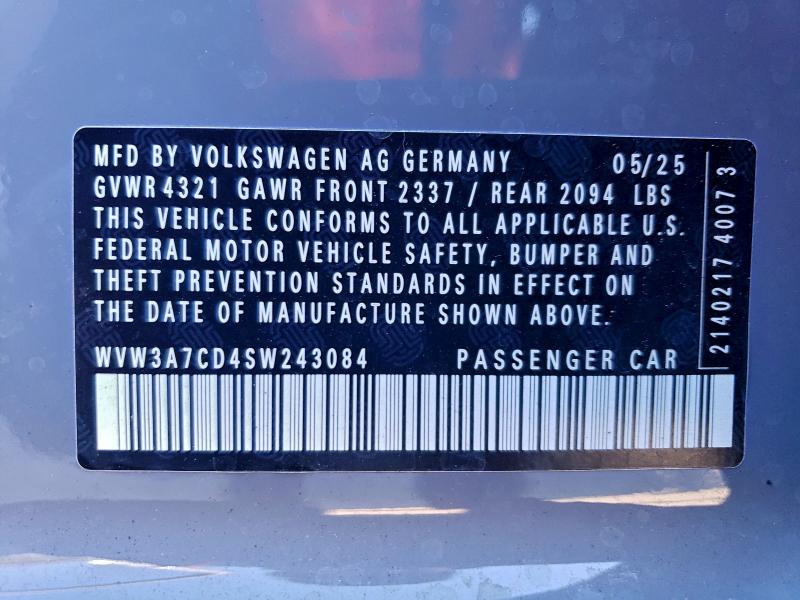 VOLKSWAGEN GTI SE 2025 VIN WVW3A7CD4SW243084