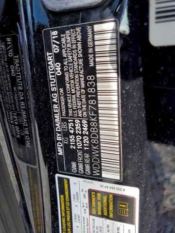 MERCEDES-BENZ C-CLASS 2019 VIN WDDWK8DB8KF781838