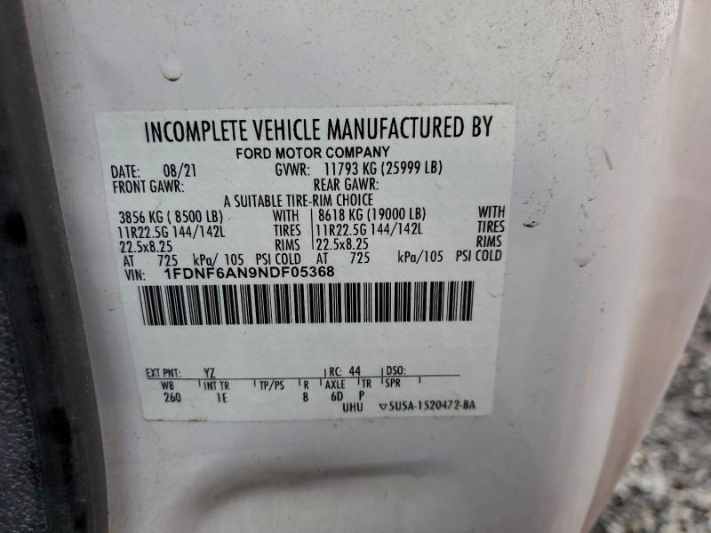 FORD F650 2022 VIN 1FDNF6AN9NDF05368