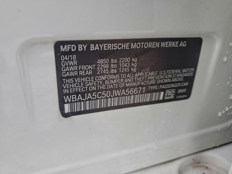 BMW 5 SERIES 2018 VIN WBAJA5C50JWA56671