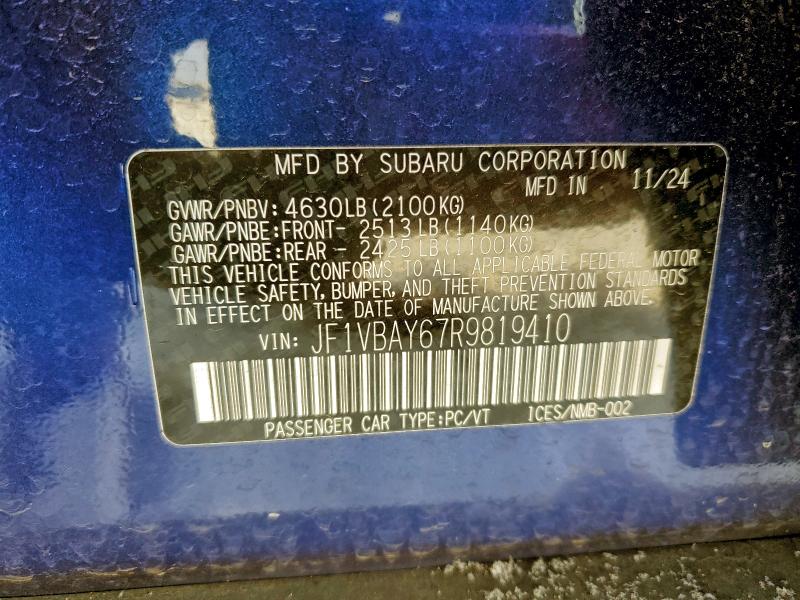 SUBARU WRX TR 2024 VIN JF1VBAY67R9819410