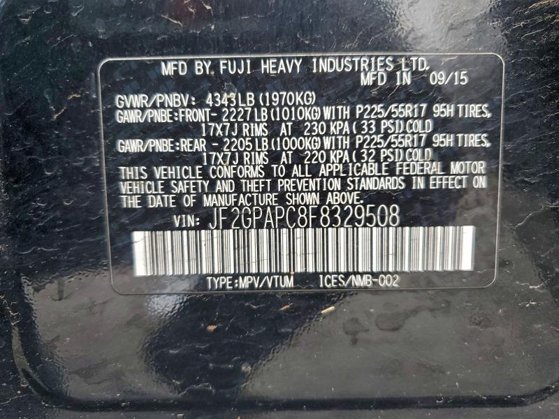 SUBARU XV 2015 VIN JF2GPAPC8F8329508