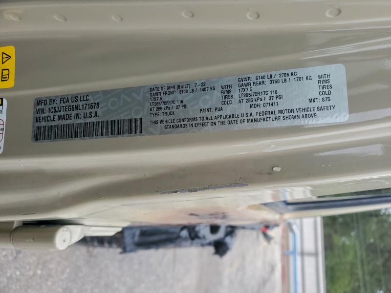 JEEP GLADIATOR 2022 VIN 1C6JJTEG6NL171678