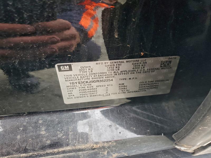 CADILLAC ESCALADE 2016 VIN 1GYS3CKJ9GR362254