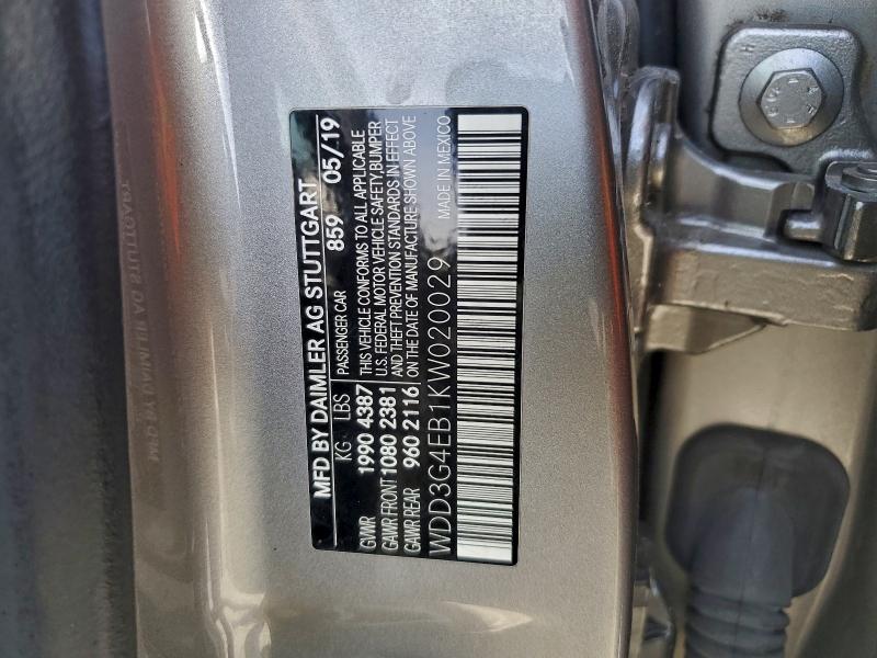 MERCEDES-BENZ A-CLASS 2019 VIN WDD3G4EB1KW020029