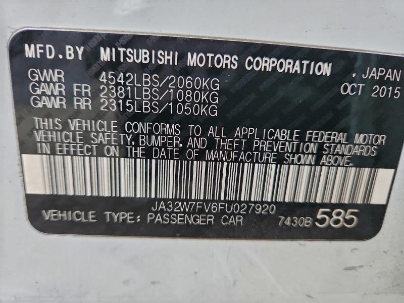 MITSUBISHI EVO 2015 VIN JA32W7FV6FU027920