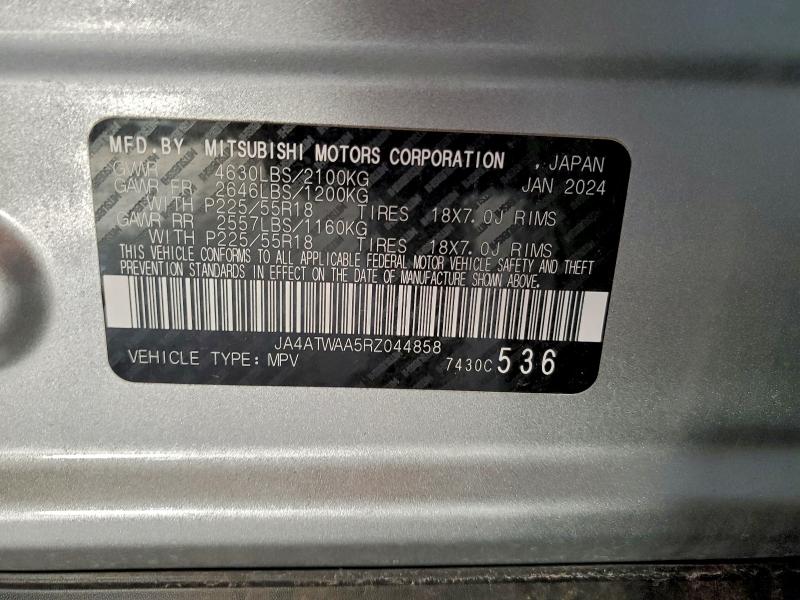 MITSUBISHI ECLIPSE 2024 VIN JA4ATWAA5RZ044858