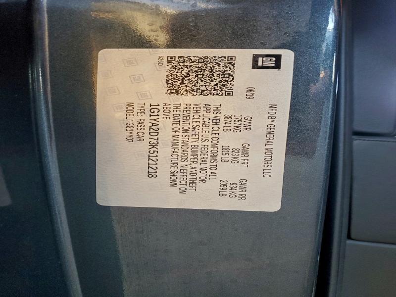 CHEVROLET CORVETTE 2019 VIN 1G1YA2D73K5121218