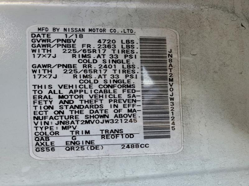 NISSAN ROGUE 2018 VIN JN8AT2MV0JW321245