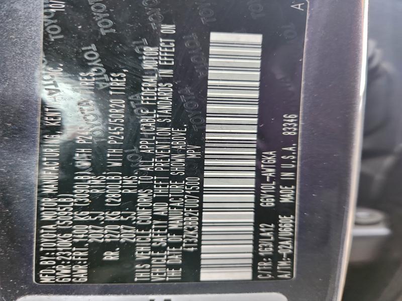 TOYOTA VENZA 2015 VIN 4T3ZK3BB2FU071500