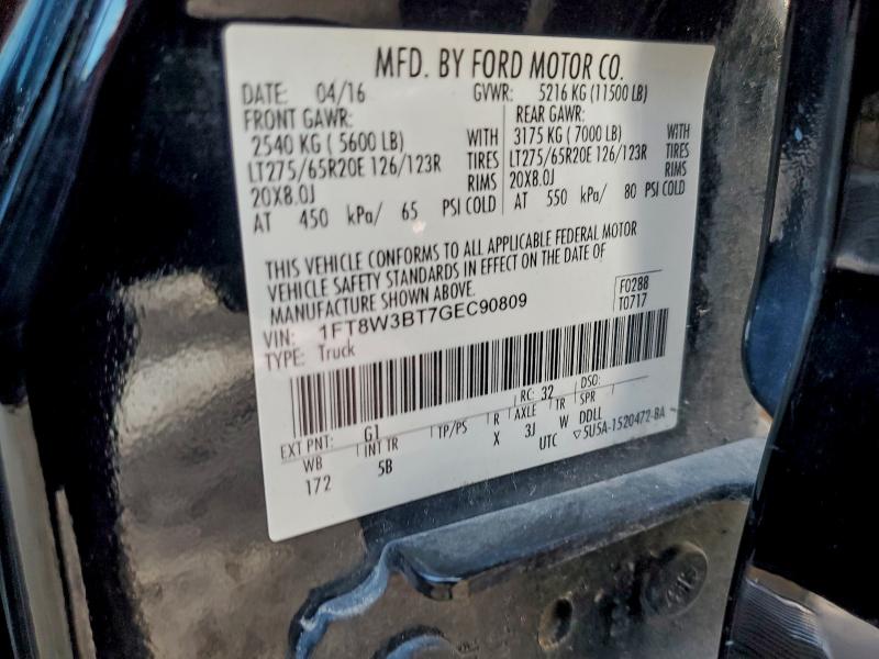 FORD F350 2016 VIN 1FT8W3BT7GEC90809
