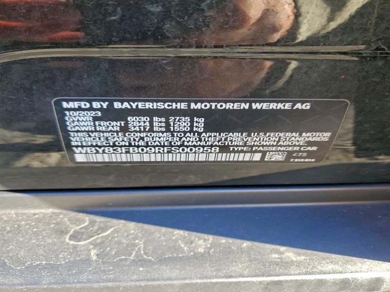 BMW I4 XDRIVE 2024 VIN WBY83FB09RFS00958