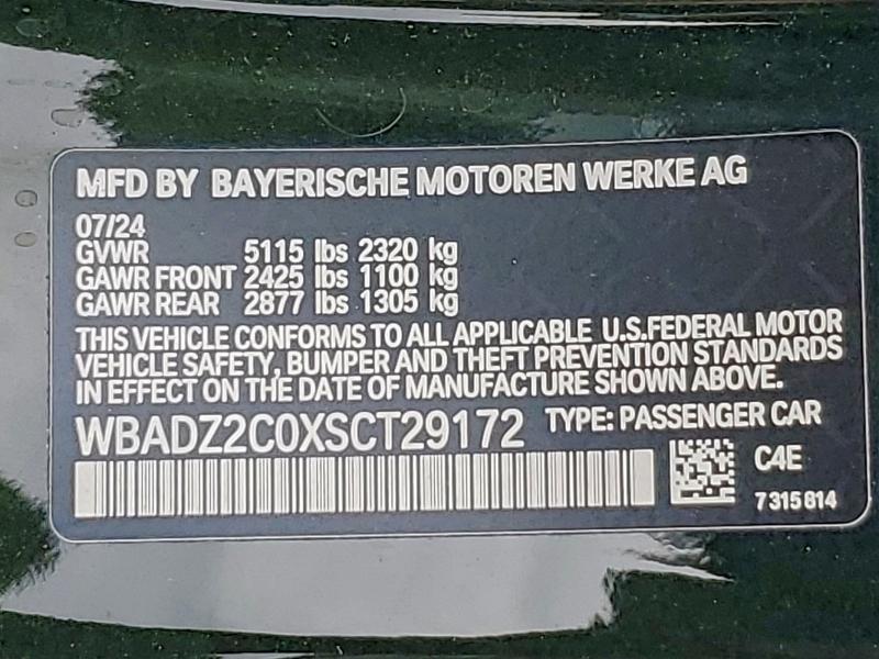 BMW 8 SERIES 2025 VIN WBADZ2C0XSCT29172