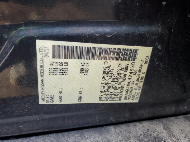 NISSAN MAXIMA 2017 VIN 1N4AA6AP4HC424930