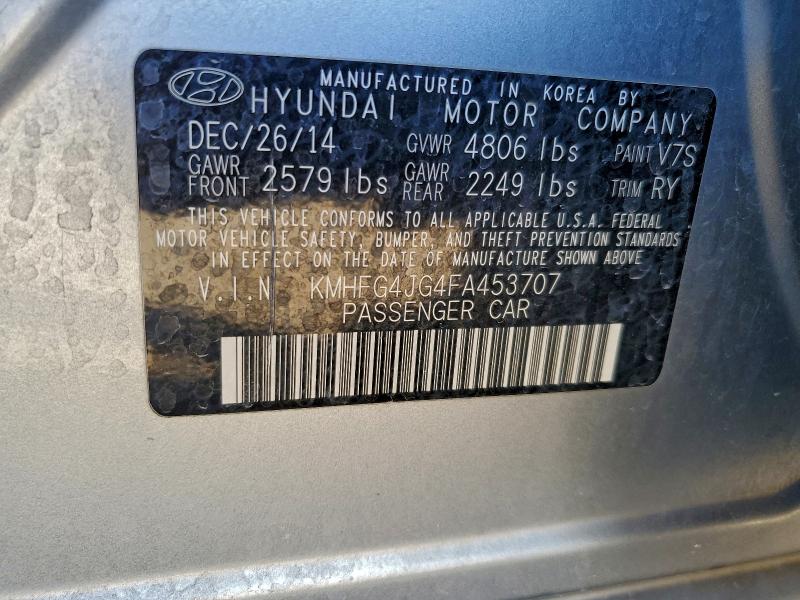 HYUNDAI AZERA 2015 VIN KMHFG4JG4FA453707