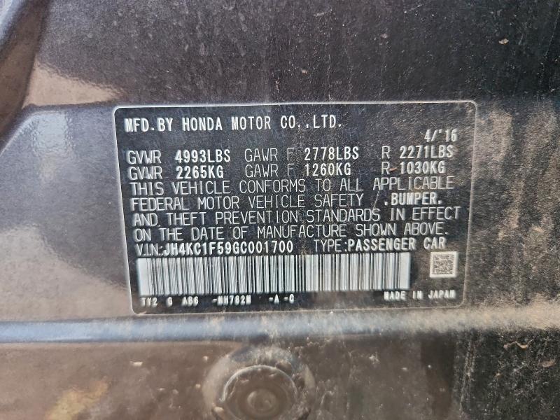 ACURA RLX 2016 VIN JH4KC1F59GC001700