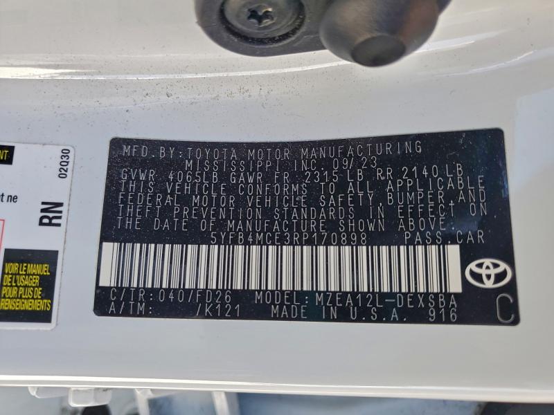 TOYOTA COROLLA NI 2024 VIN 5YFB4MCE3RP170898