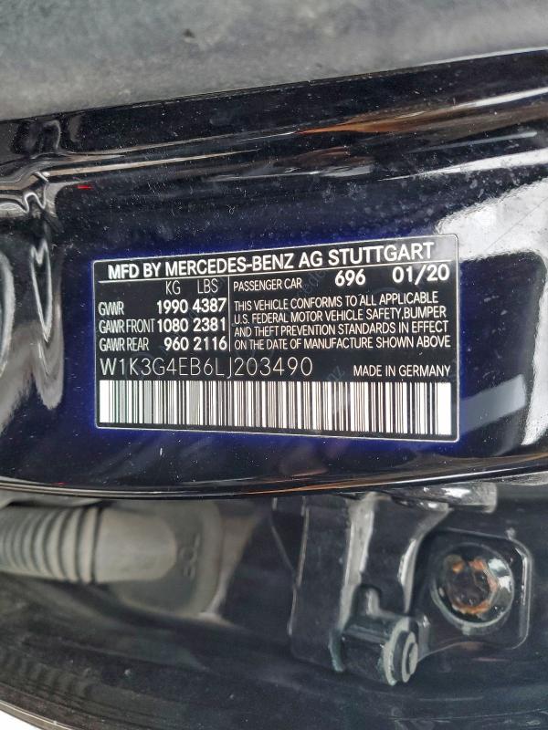 MERCEDES-BENZ A-CLASS 2020 VIN W1K3G4EB6LJ203490